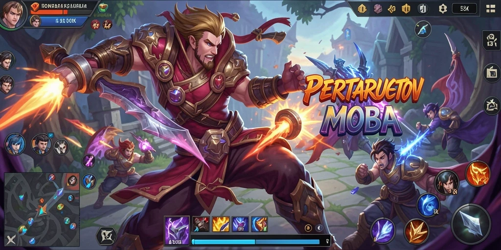 Screenshot menampilkan pertarungan seru dalam game MOBA 5ZK.