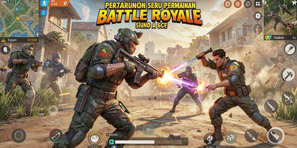 Tampilan gameplay <strong>6CF</strong> dalam pertempuran Battle Royale yang mendebarkan.