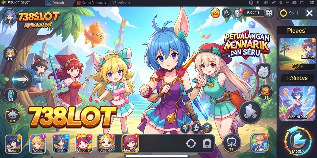 Tampilan gameplay seru dengan karakter anime ikonik di 738SLOT.