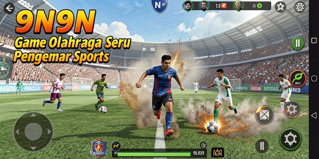 Tampilan gameplay seru dari 9N9N yang penuh aksi olahraga.