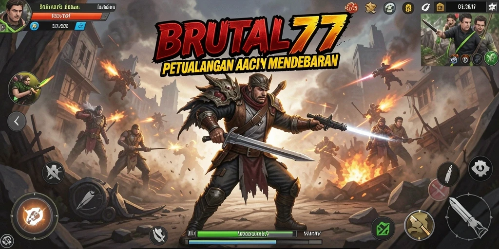 Tampilan aksi seru dalam gameplay BRUTAL77