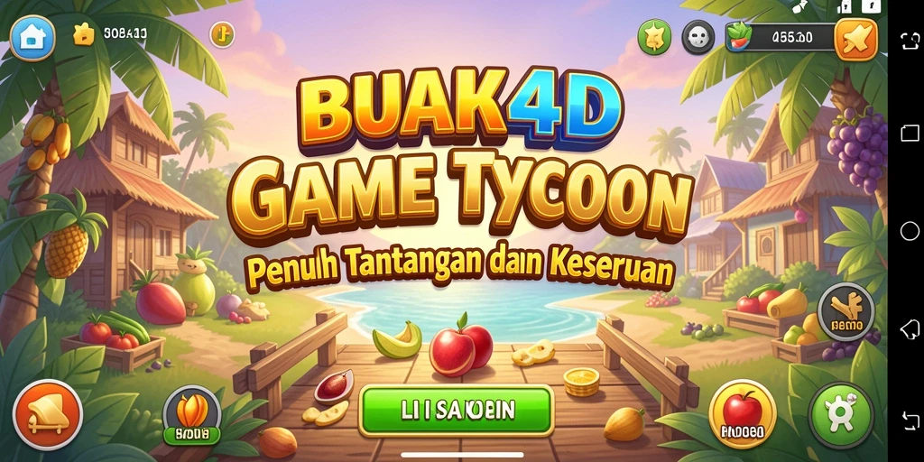 Tangkapan layar BUAH4D yang menampilkan gameplay pengelolaan kebun buah.
