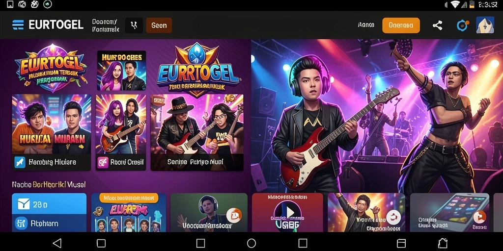 Tampilan gameplay EUROTOGEL dengan banyak pilihan musik.