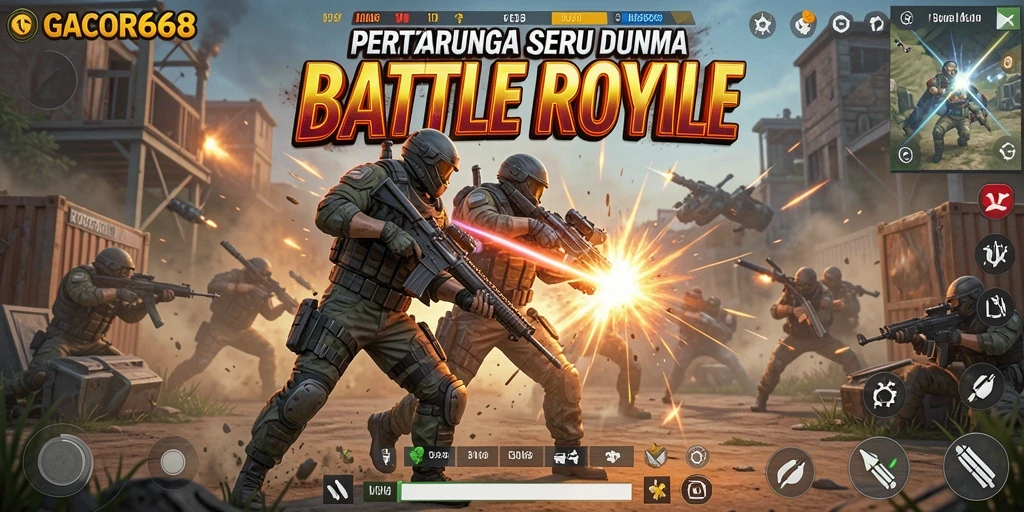 Screenshot utama GACOR668 menampilkan aksi pertempuran seru di medan perang.