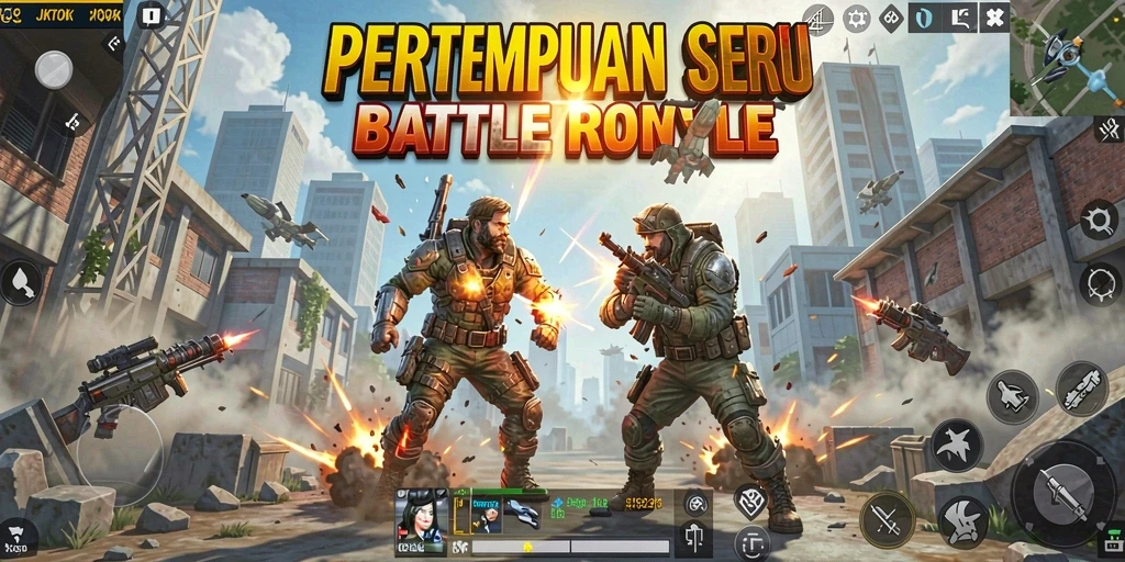 Screenshot JKTOK menampilkan aksi seru dalam pertarungan Battle Royale.