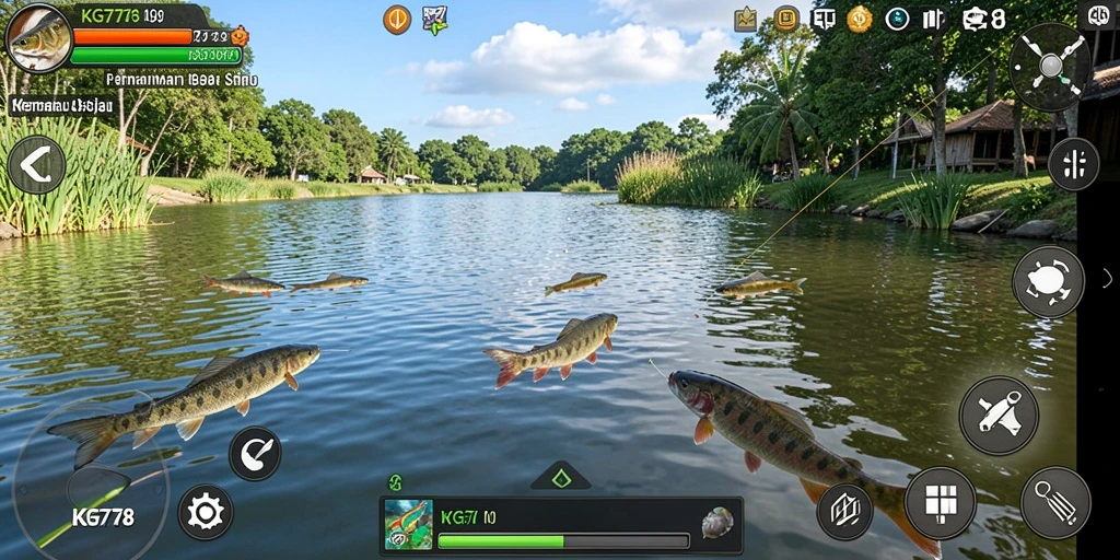 Menampilkan gameplay seru dan memikat dalam memancing.