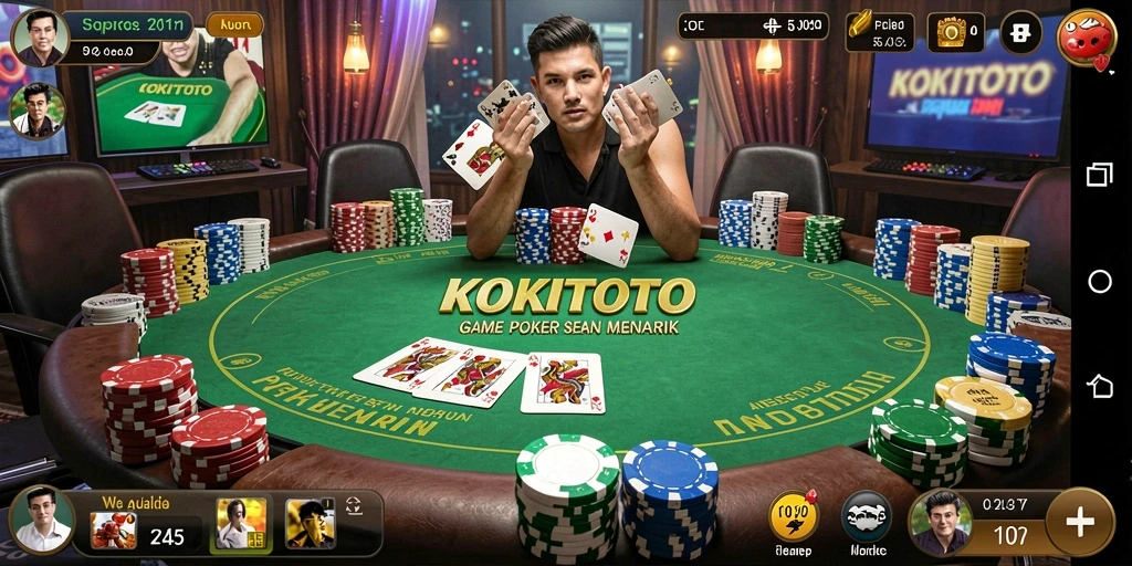 Tampilan utama gameplay KOKITOTO yang mendebarkan dalam Poker.