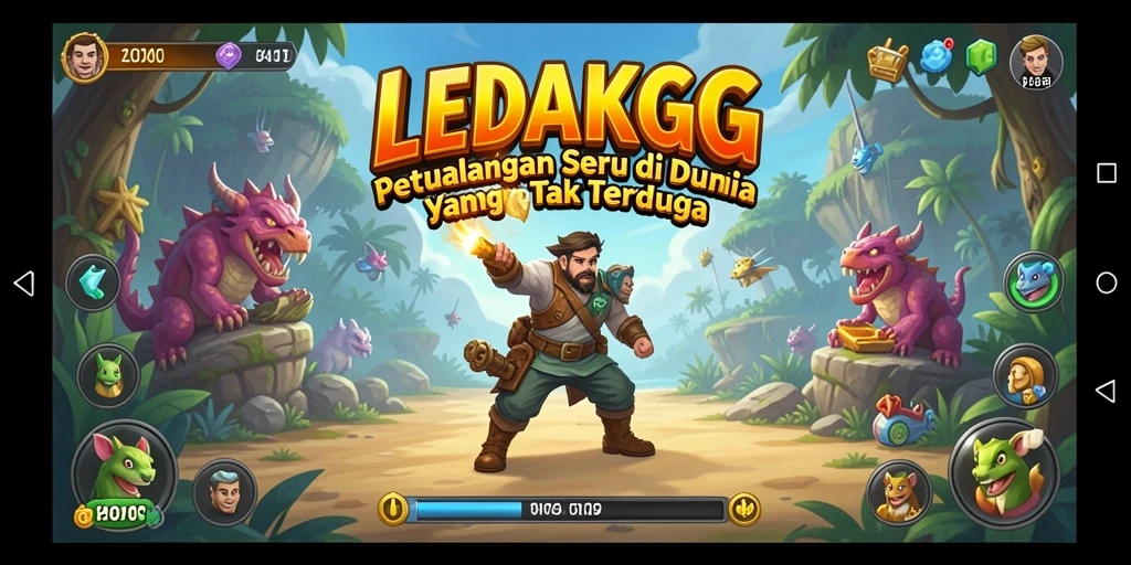 Tangkapan layar utama menunjukkan aksi seru dalam permainan LEDAKGG.