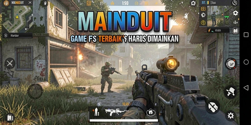 Tampilan gameplay seru MAINDUIT dalam pertempuran FPS.