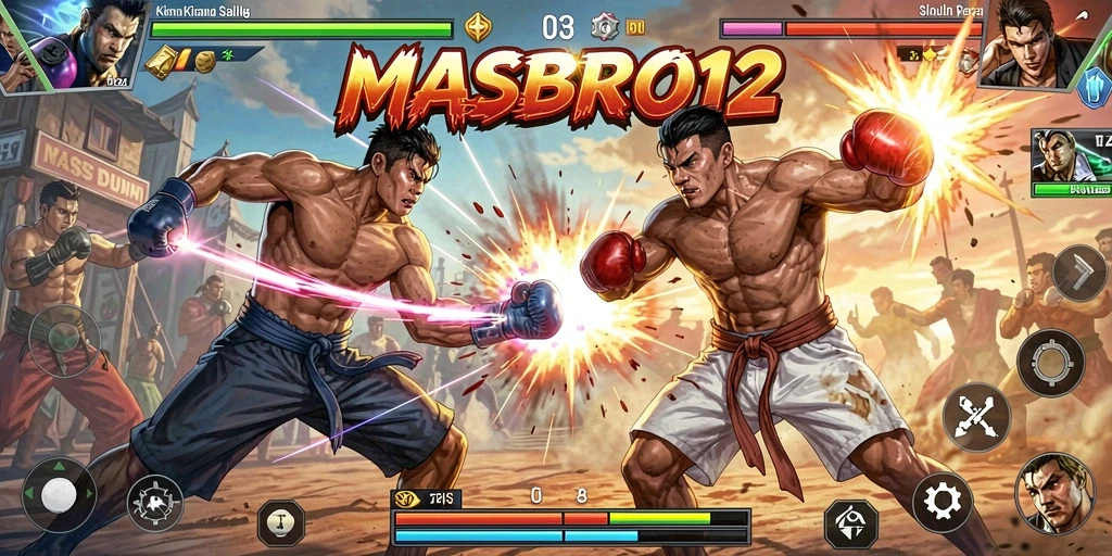 Tampilan aksi mendebarkan dalam gameplay MASBRO12 yang seru.