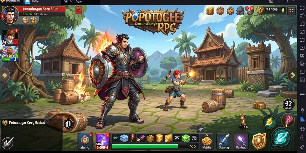 Tangkapan layar menunjukkan petualangan seru dalam permainan RPG POPOTOGEL.