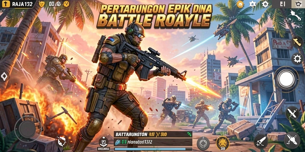 Tampilan seru dari pertempuran di RAJA132 dengan grafis yang menakjubkan.