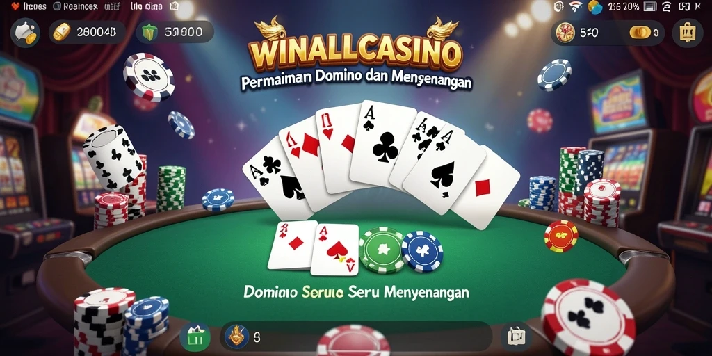 Screenshot gameplay WINALLCASINO menampilkan suasana Domino yang seru.